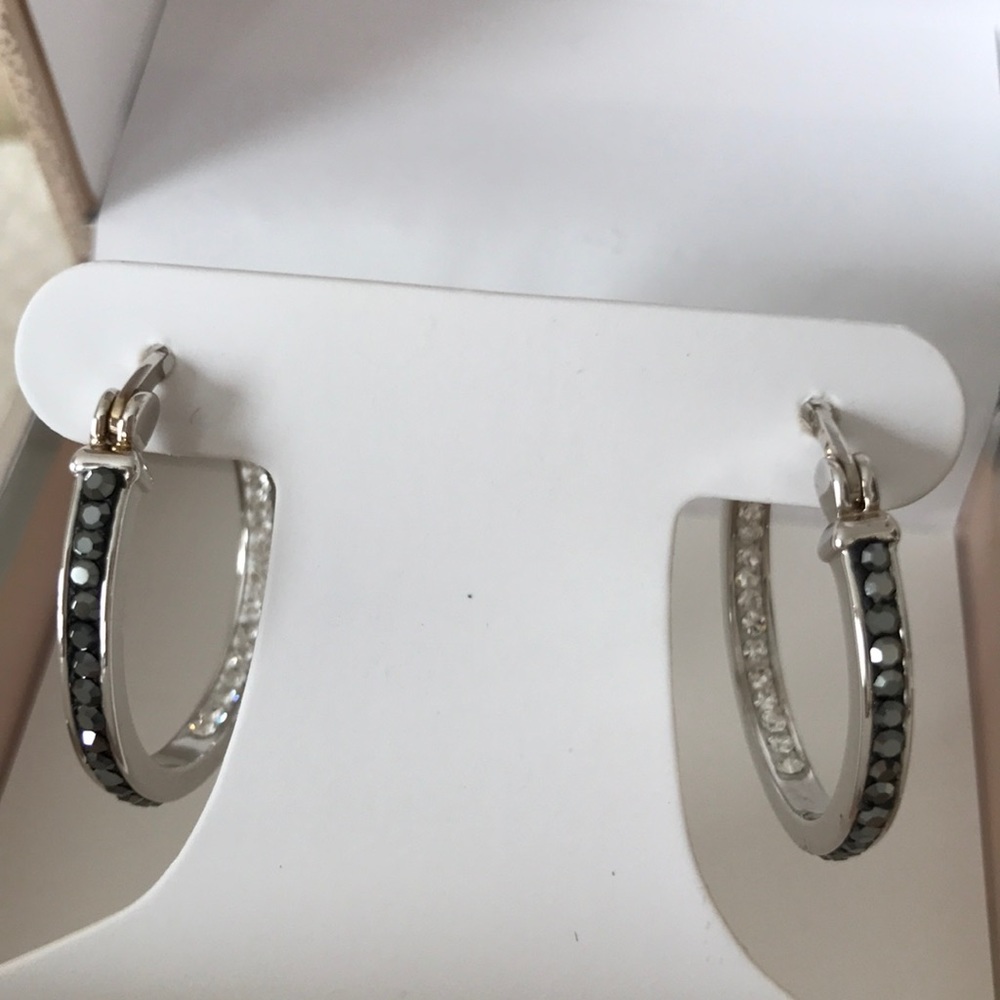 Silver plated nickel free crystal hoop earrings